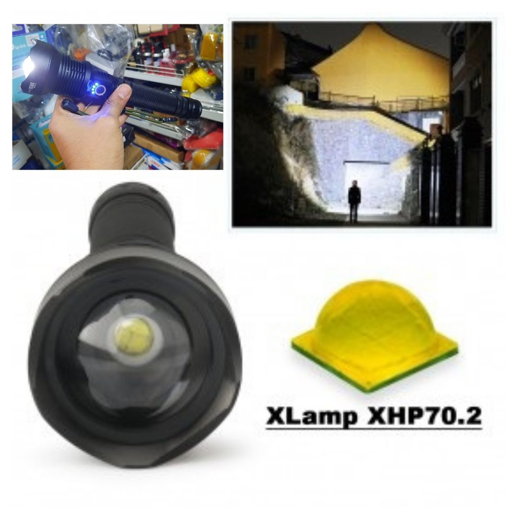 Lampu Senter LED USB Long Range XHP702 Zoom 90000 Lumens HS313 111107