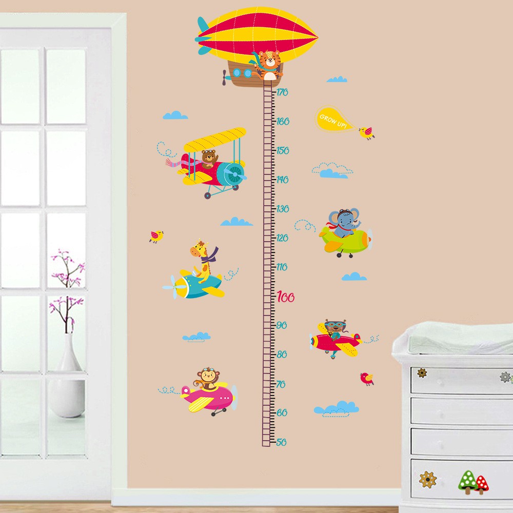 Reliza Wall Sticker Pengukur Tinggi Badan Balon Udara Helikopter Anak Grow Up Stiker Dinding LDR9315