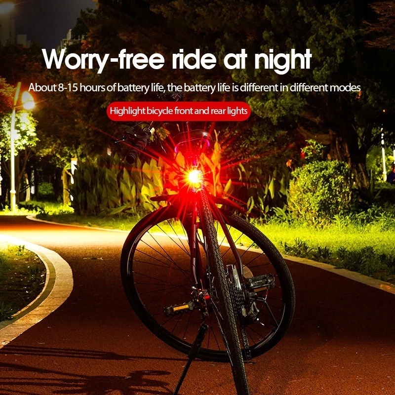 [ Rainproof buttonbattery chargeable Bicycle Tail Lights] [ Bike Safety Warning Front Headlight &amp; Rear Taillight ] [MTB Road Mountain Cycling Lamp]