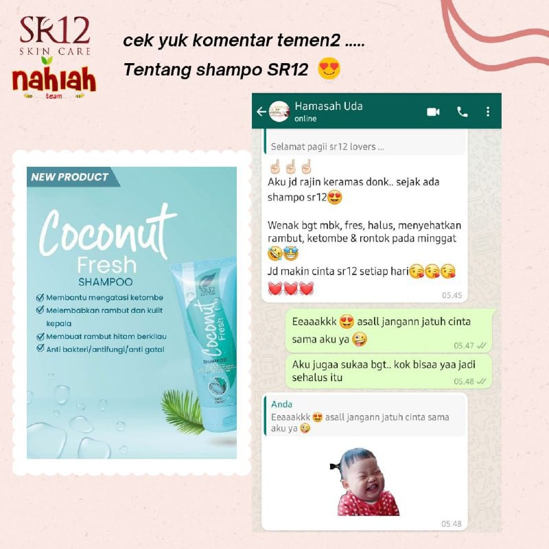 Shampo / COCONUT FRESH SHAMPO SR12 / SAMPO KELAPA / ANTI DANDRUFF / MENGATASI KETOMBE &amp; RAMBUT RONTOK