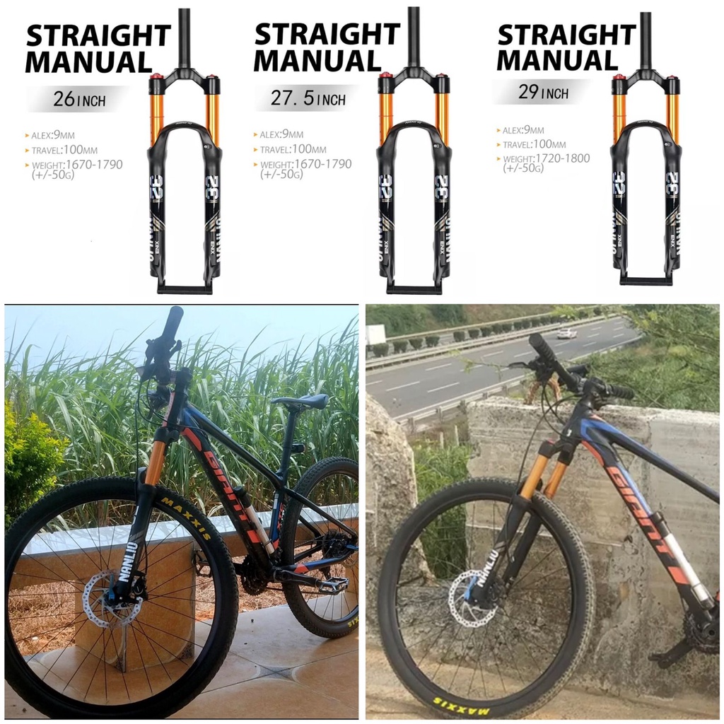 Fork angin MTB AIR LOCKOUT Suspensi Garpu Depan Sepeda Gunung Nanlio 26/27.5/29 inch inci Fork Seped