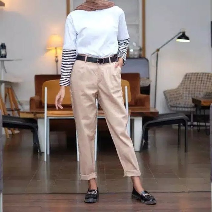 TBI Celana Kerja Baggy Polos Pants Celana Bahan Model Stradivarius