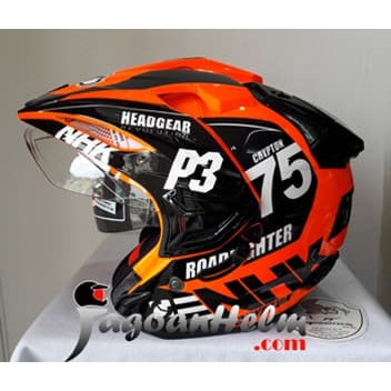 Untuk Anda NHK Helm Predator CRYPTON 75   Orange FLUO Black   HalfFace Dual Visor