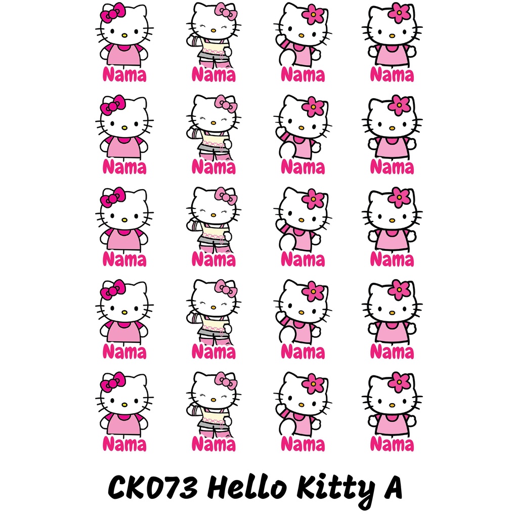 

Sticker Nama Cutting Label Waterproof Tahan Air Hello Kitty A (CK073)