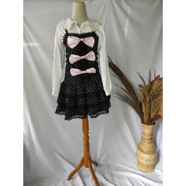 Sexy mini dress polkadot import branded ori Tralala/Bow dress/Dress mini pita import kawaii
