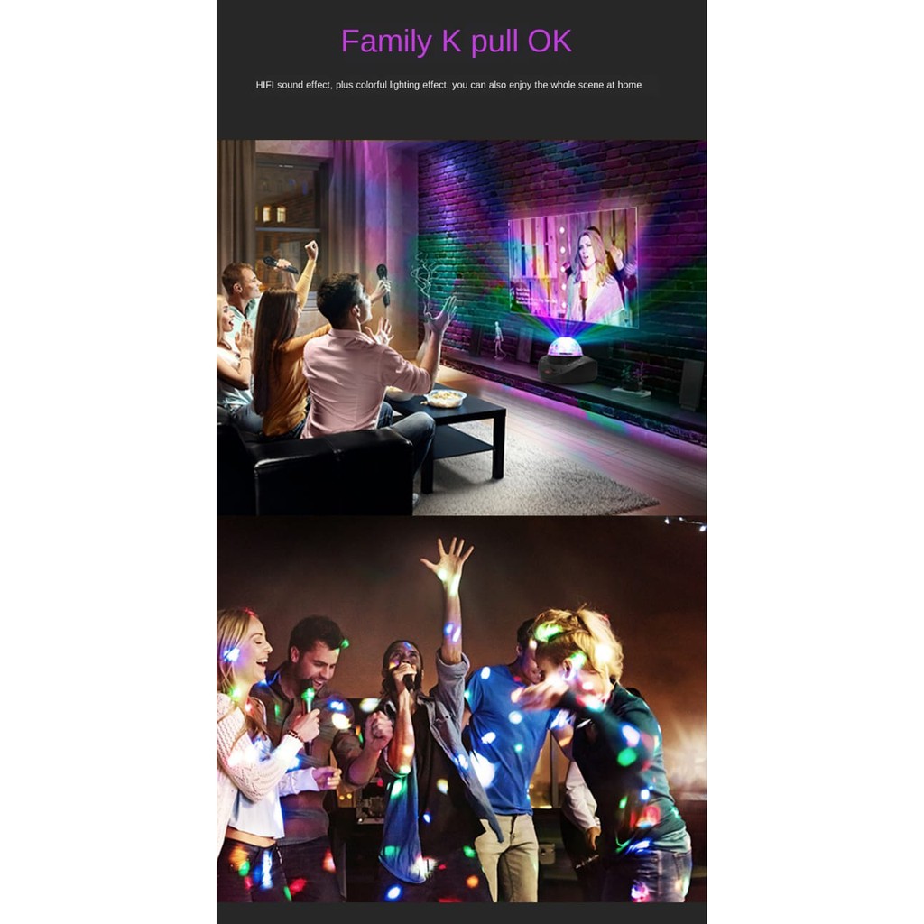 Speaker Karaoke Wireless Bluetooth SDRD SD 308 Original Lampu LED Disco Speaker Microphone SD308 Family KTV Karaoke Lampu Disco