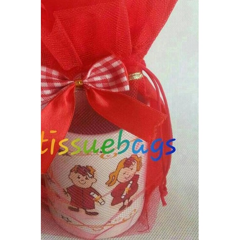 

● souvenir ulang tahun/souvenir tas tile mumungking/tile goodiebags - Merah Muda ♙