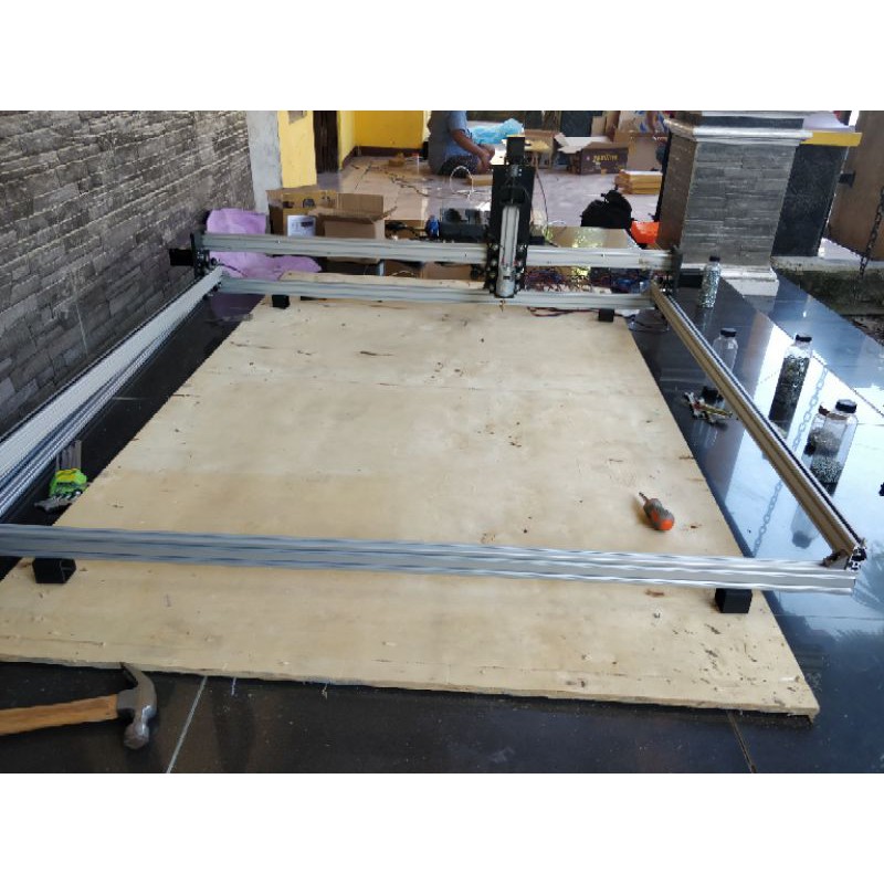 cnc router frame 120*120 cm lengkap fullset tinggal pakai software dan lainnya lengkap grbl