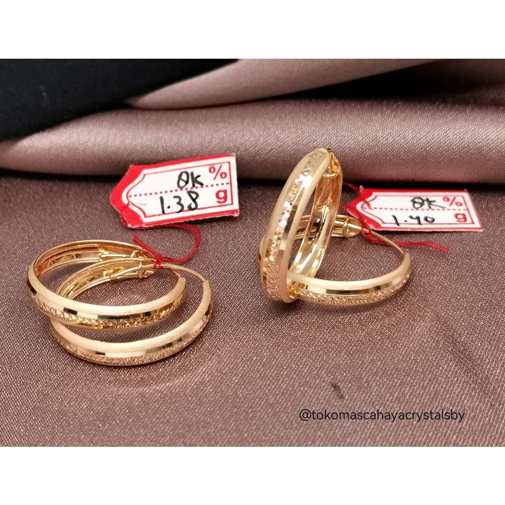 Anting Hoop Fancy Emas kadar 8k 37.5% 375