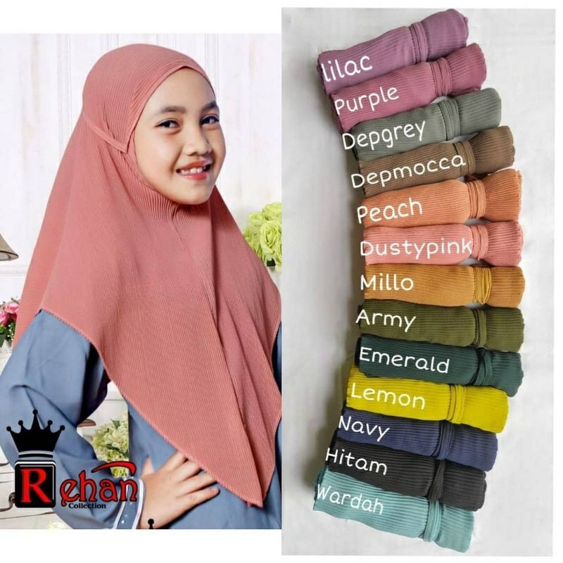Jilbab Bergo Plisket Tali Anak/Bergo Plisket Anak/Bergo Plisket Anak Diamond
