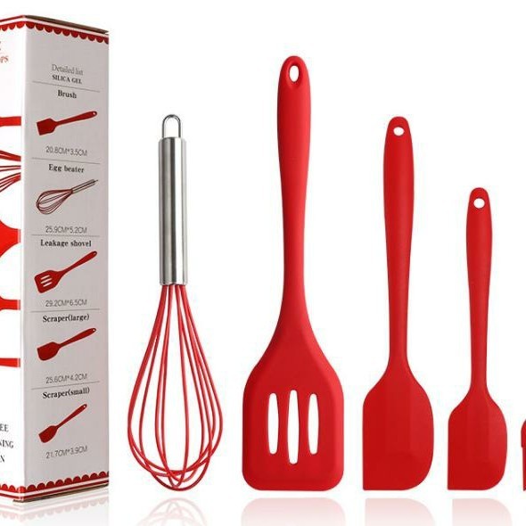 Peralatan Dapur Spatula Sutil Alat Masak Silikon Silicon Silicone Set 5 in 1 Tahan Panas Food Grade