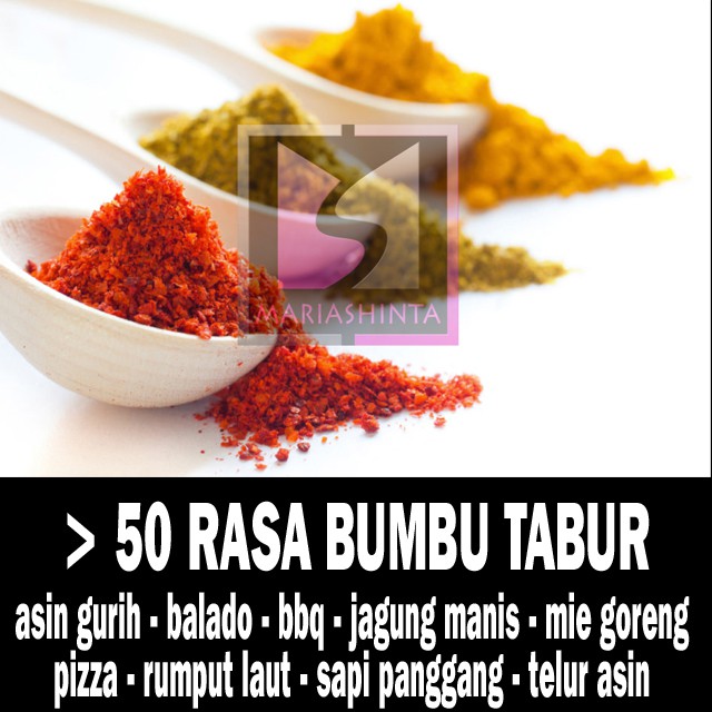 

Bumbu Tabur (Beli 10 Gratis 1) > 60 Rasa Pilihan Bumbu Tabur Premium Macam Rasa Halaman 1 MS1