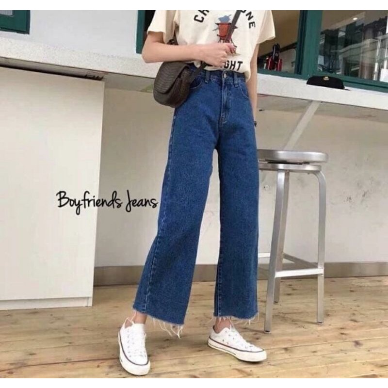 Celana jeans kulot wanita unfinished