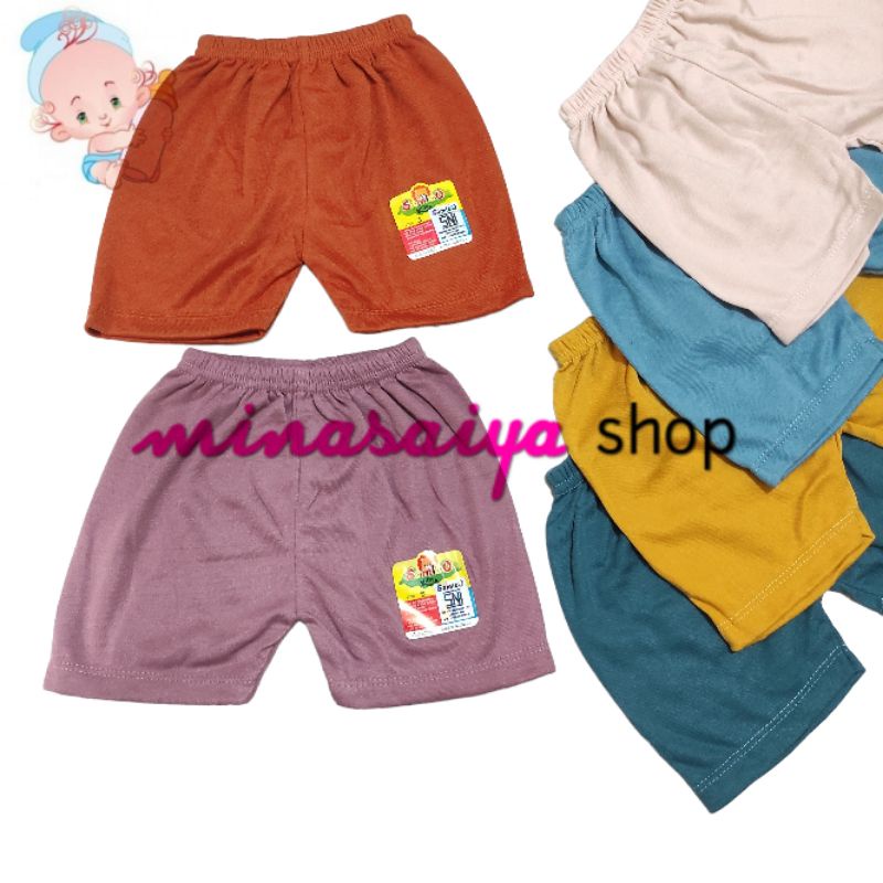 SAMLEO 3 pcs dan 6 pcs Celana Pendek Bayi SNI Polos Warna Uk. S - XL