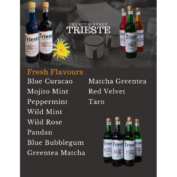 

TRIESTE SYRUP PREMIUM VARIAN FRESH FLAVOUR - SIRUP ITALIAN TRIESTE