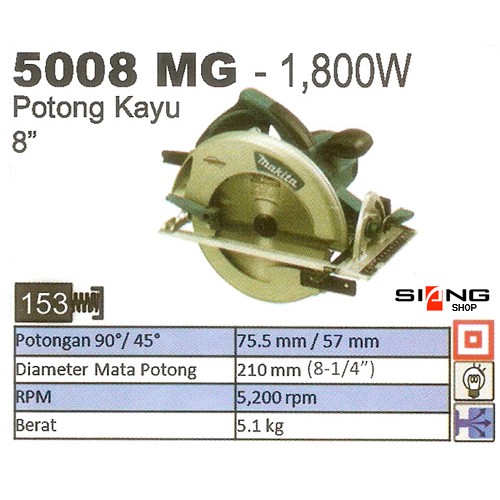 Makita 5008 MG / 5008MG Magnesium Mesin Gergaji Circular 8-1/4&quot;