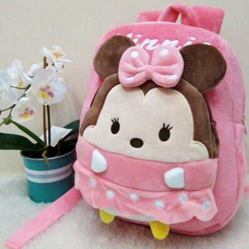 Tas Ransel L sekolah tk SMP SMA boneka mickey minnie mouse lilo stitch