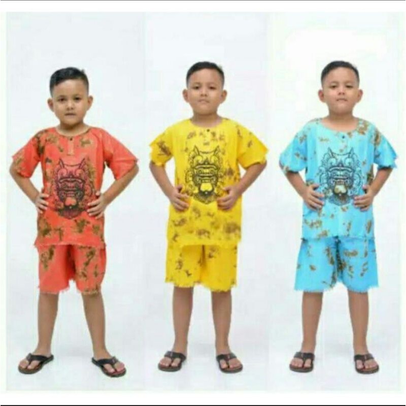 Setelan Baju Barong Bali Anak Laki laki dan Perempuan Umur 1-9 tahun S M L XL | Baju Barong Bali Anak | Kaos Anak | Baju Anak | Setelan Anak | Setelan Barong Anak | Setelan Anak Laki laki