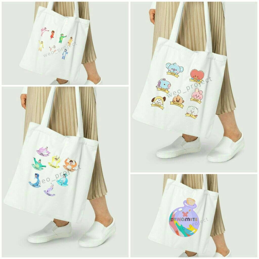 TOTE BAG KANVAS / TOTE BAG WANITA / TOTE BAG BTS KARTUN