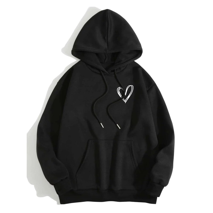 HOODIE WANITA SIMPLE HEART SIZE M - XXL - JUMPER TEBAL TERLARIS