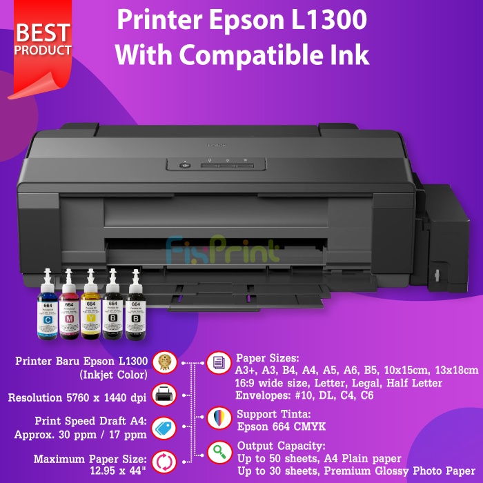 Printer Epson L 1300 Print Cetak A3+ L1300 InkTank GARANSI