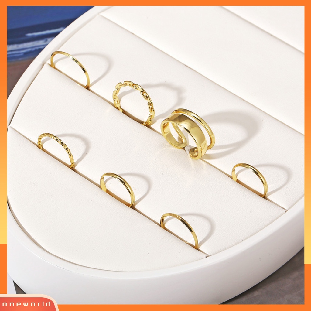 (ONWO) 7pcs / Set Cincin Knuckle Rantai Warna Silver Untuk Wanita