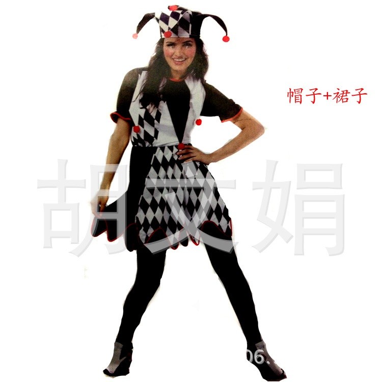 CC-174 kostum halloween joker wanita pria cosplay badut cheker