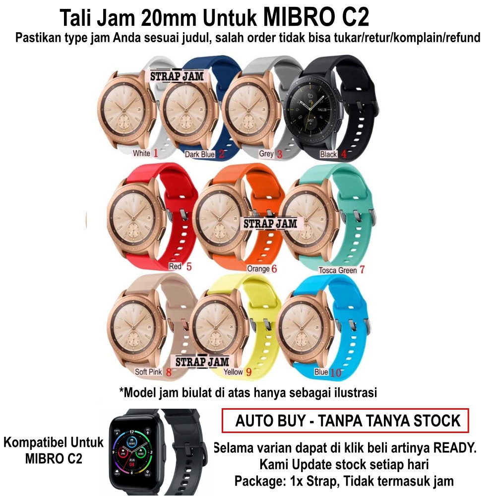 ATS ATL Strap Mibro C2 - Tali Jam Tangan 20mm Silikon Dua Pilihan Ukuran Panjang