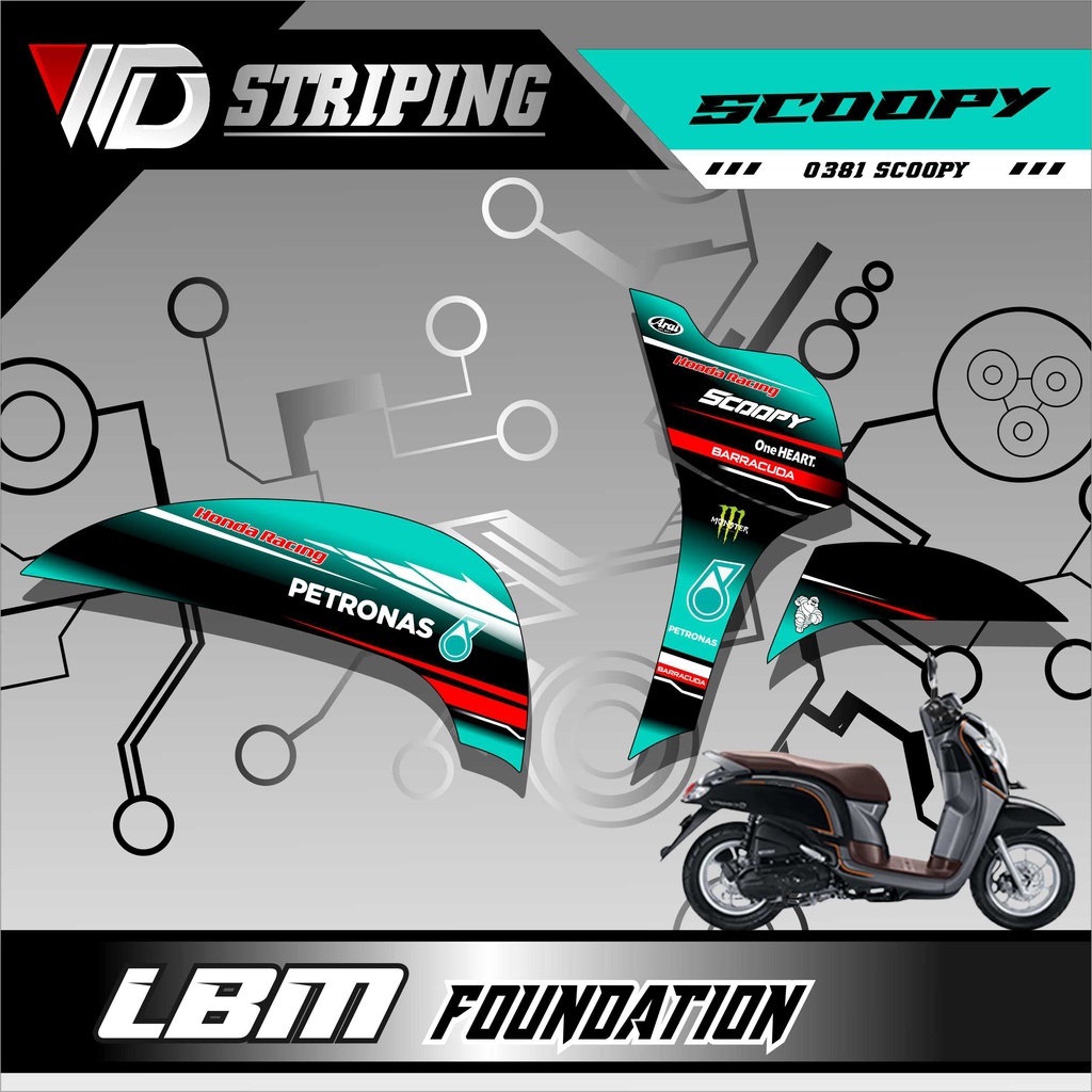 0381 Stiker Striping Honda Scoopy Variasi PETRONAS