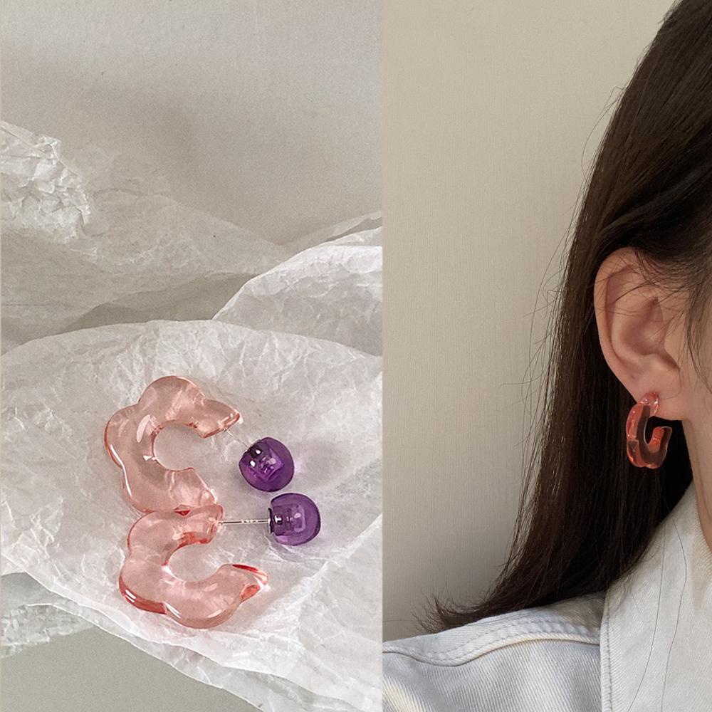 Mxbeauty Anting Berbentuk C Gadis Vintage Hati Wanita Korea Plum Bunga Fashion Perhiasan