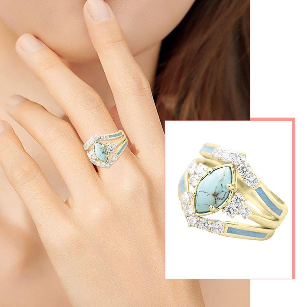 Lily Turquoise Ring Hadiah Ulang Tahun Hadiah Festival Hari Ibu Berlian