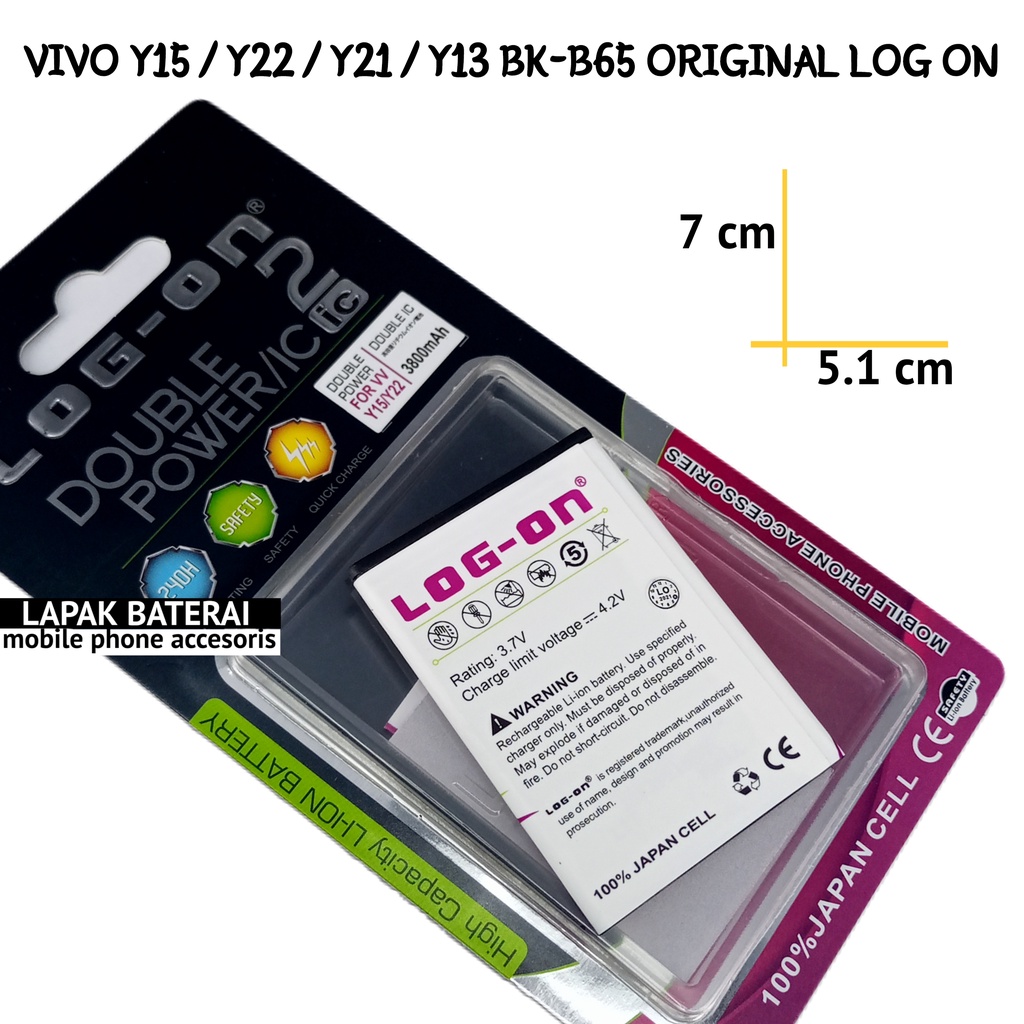 LOG - ON Baterai Vivo Y15 2013 BK-B65 Double IC Potection Battery Batre