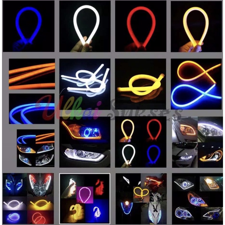 Lampu Alis Neon Motor Mobil 30cm dan 60cm Non Flash bisa untuk segala jenis motor