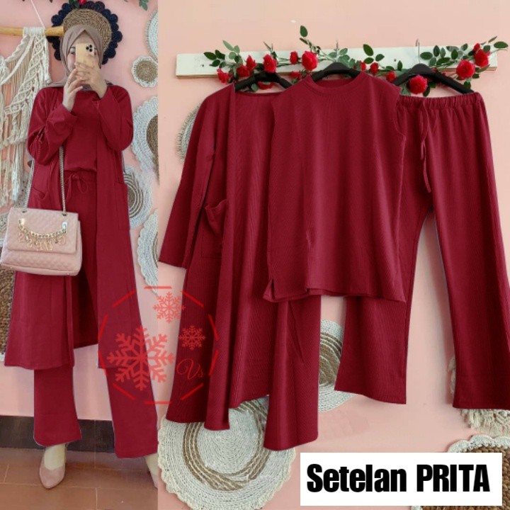 GAMIS REMAJA MODERN PRITA / SETELAN MUSLIM 3in1 / FASHION MUSLIN KEKINIAN