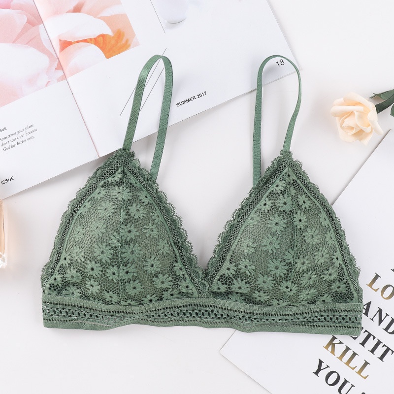 GO! BR619 BH Bra Wanita Tanpa Kawat Bahan Lace Halus Pakaian Dalam bralette Push Up Elastis Sexy