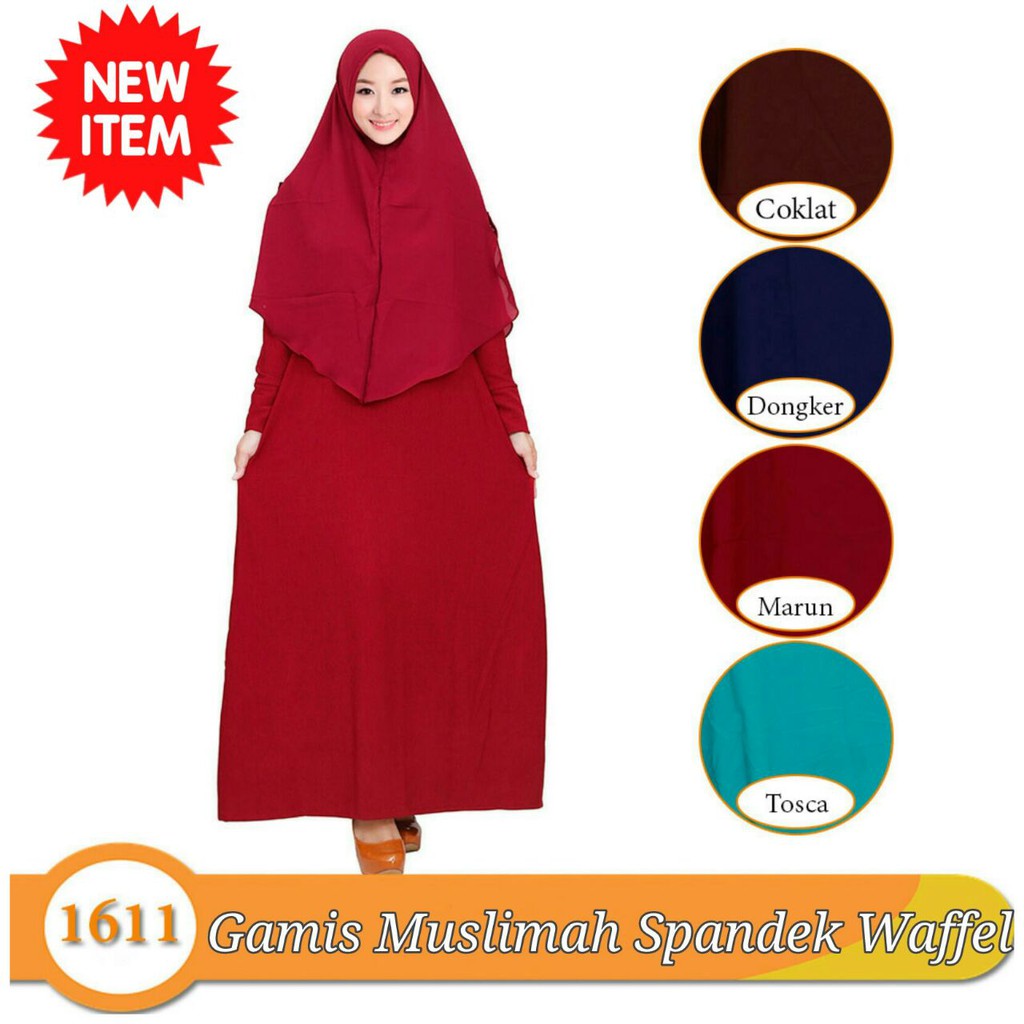 Busana Muslim Gamis Halus Jilbab Belakang Panjang Semata Kaki