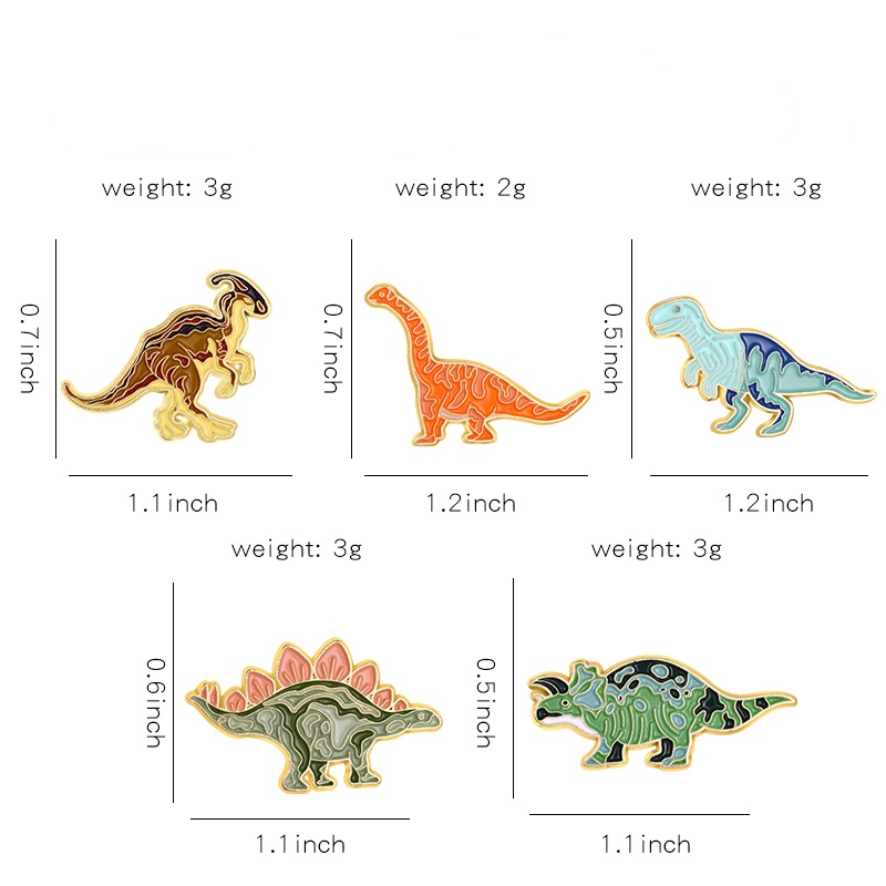 Bros Pin Enamel Desain Kartun Hewan Dinosaurus Jurassic Warna-Warni Untuk Anak