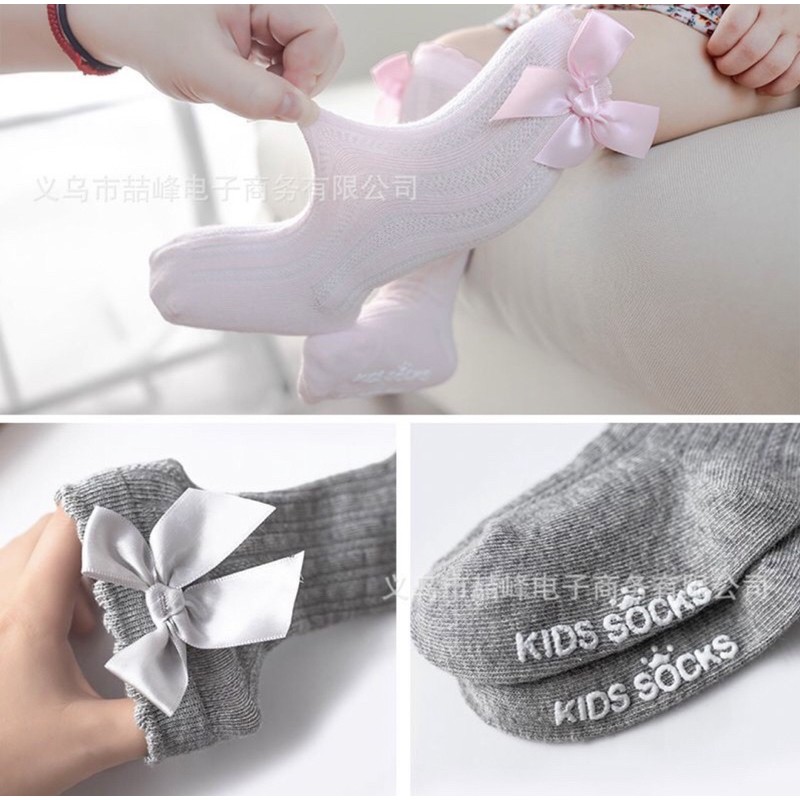 Kaos kaki panjang lutut pita anak perempuan antislip