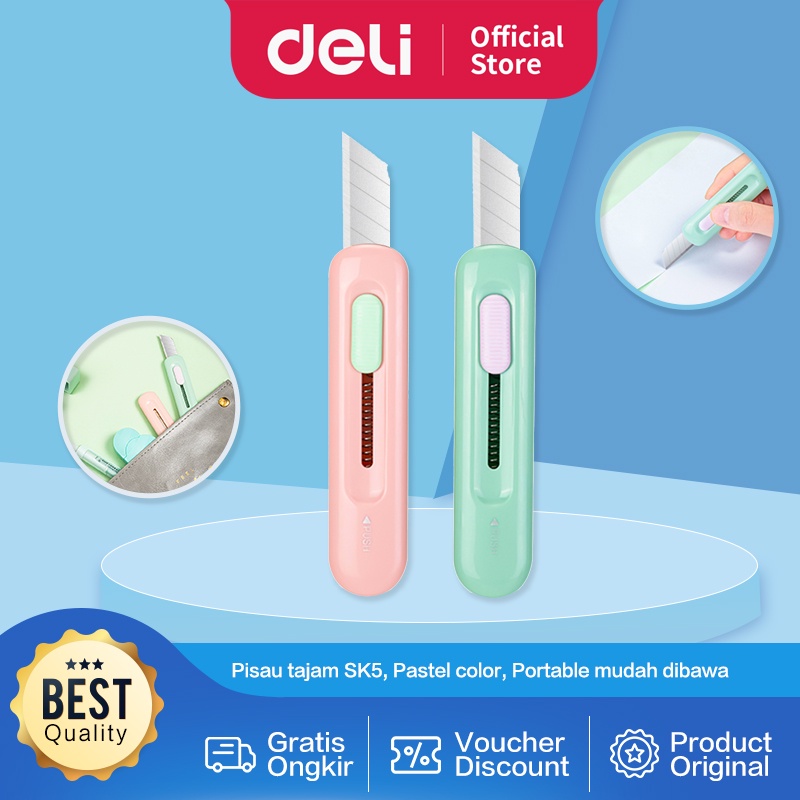 

Deli Cutter / Pisau Pemotong Kertas Warna Pastel Portabel Pisau Tajam 2079A