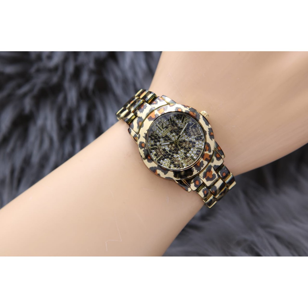 JAM TANGAN WANITA FASHION GUESS STRAP RANTAI LEOPARD