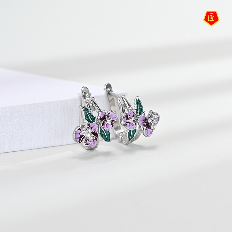 [Ready Stock]Fashion Elegant Flowers Pendant Ring Earrings Set for Women