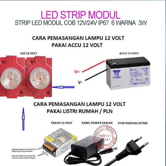 LAMPU LED MODUL  1 MATA BESAR DC 12V / 24V  VARIASI LAMPU MOBIL MOTOR MODULE