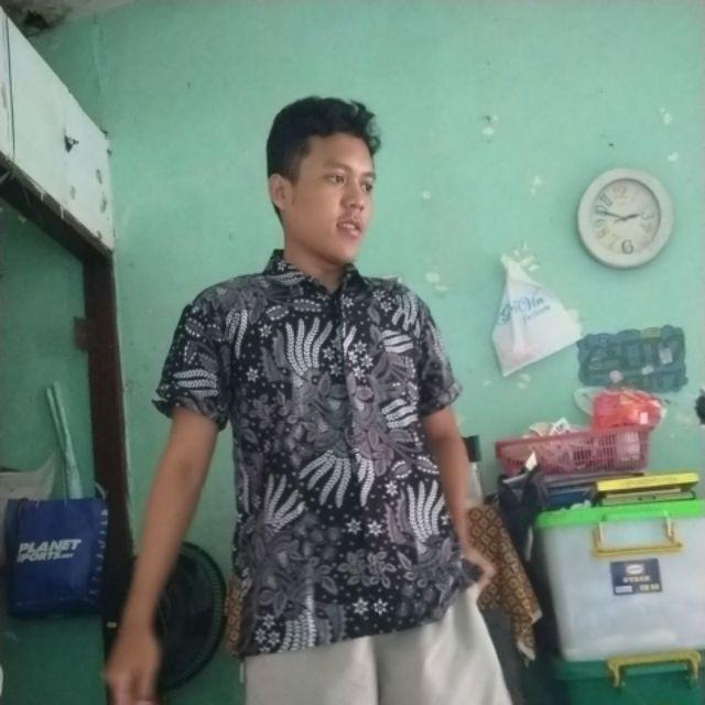 Distro Batik | Kemeja Batik Lengan Panjang Motif Manggar Abu