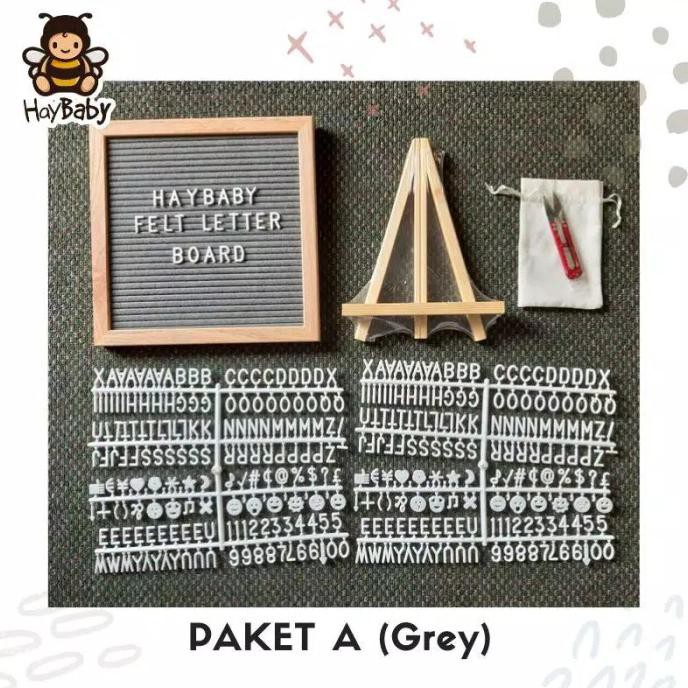 

FELT LETTER BOARD Set Lengkap/papan Nama Bayi. READY STOCK - Abu-abu