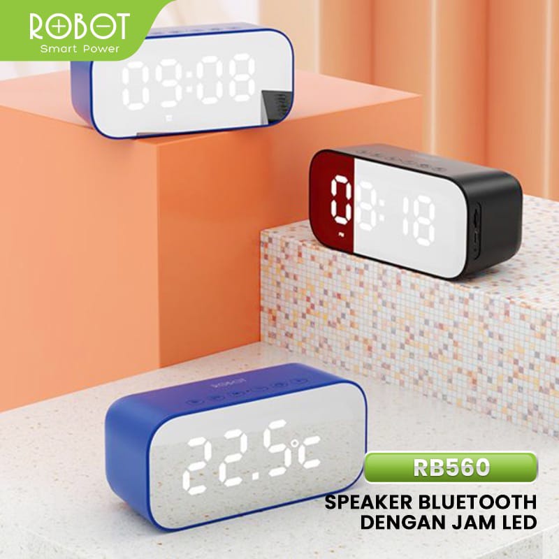 Speaker Robot RB Alarm Clock Speaker Bluetooth LED Display Jam Meja Digital