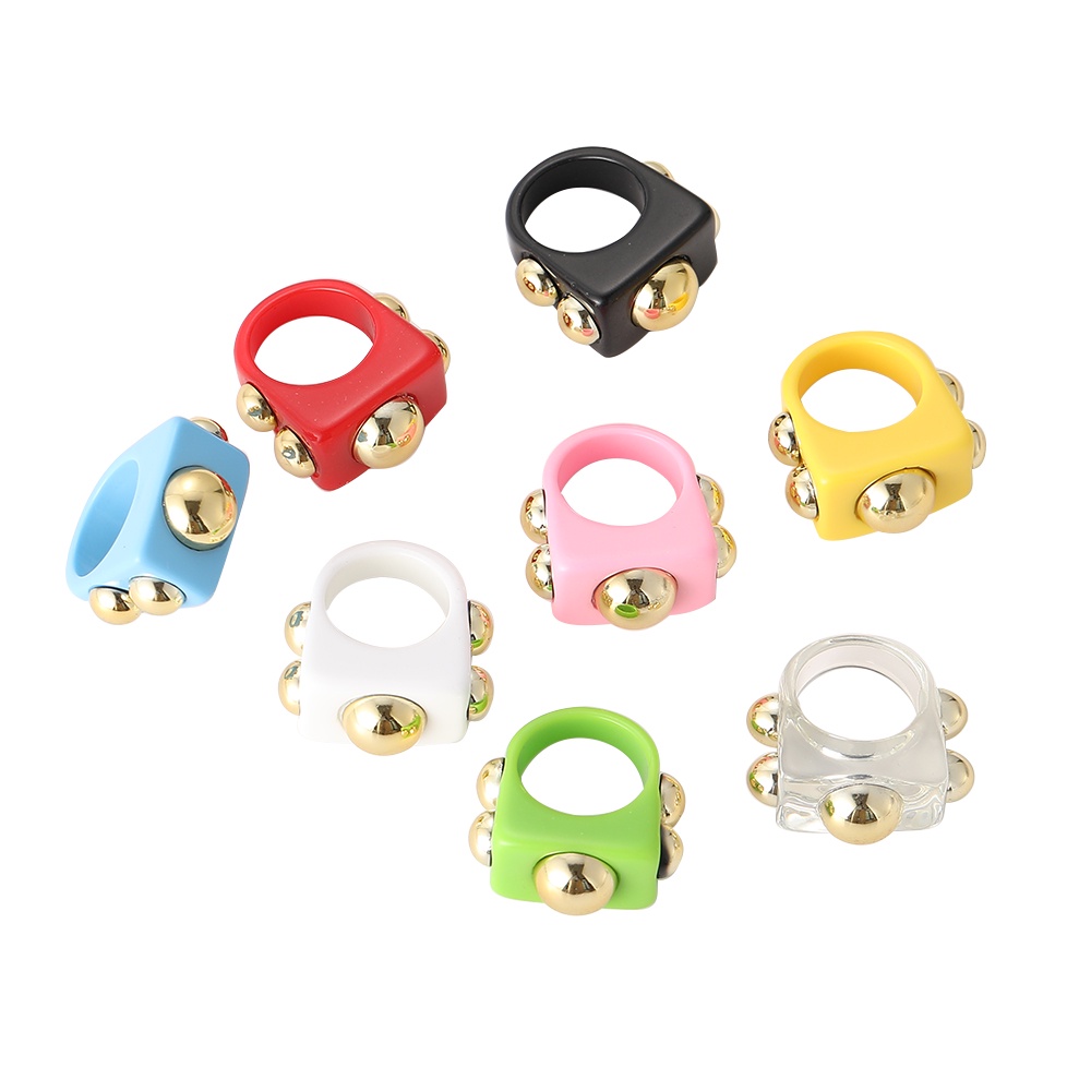 Korean Colorful Resin Ring Personalized Geometric Finger Rings Women Jewelry Accessories