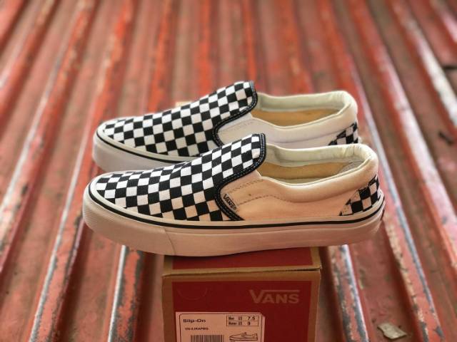 SEPATU43 VANS SLIP ON FULL BLACK HITAM COKLAT OLDSKOOL ERA SK8