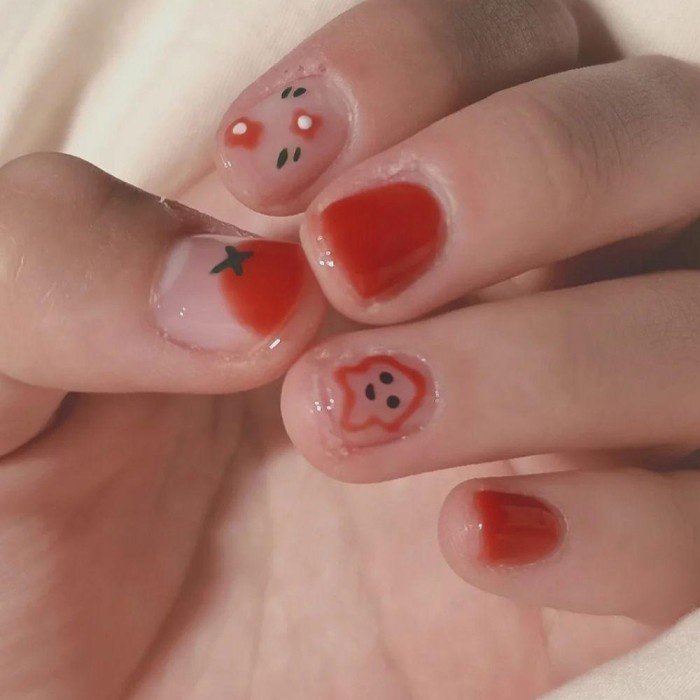 XZ755 Bruce1 Kuku Palsu Pendek Motif Kartun Kelinci BeruangUntuk Dekor