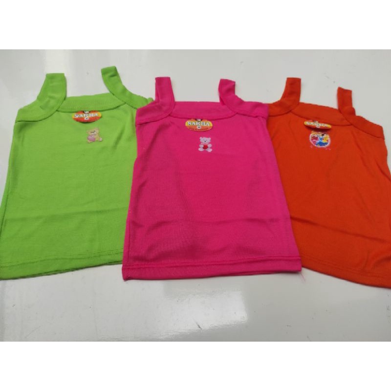 3 pcs Singlet Bayi Anak Perempuan 1-5 Tahun Tanktop Kutung Gondil Atau Kaos Dalam Warna Motif Bordir Dan Polos