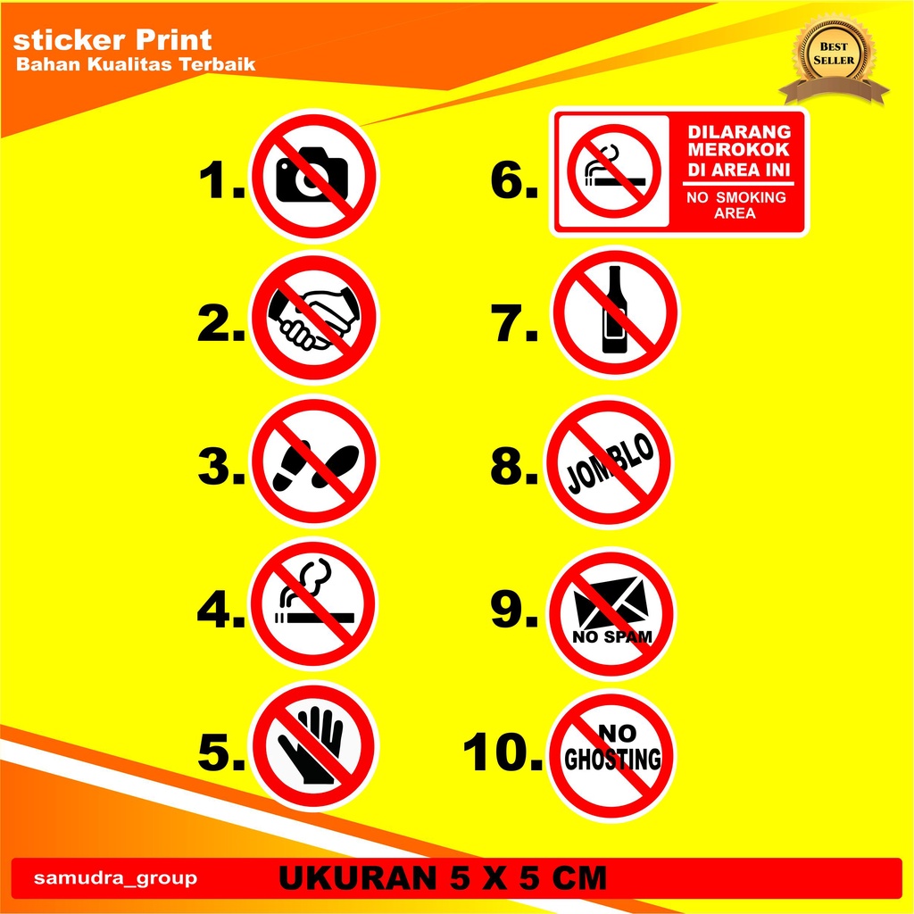 Sticker print & cut DILARANG merokok menyentuh dsb variasi helm motor mobil dll